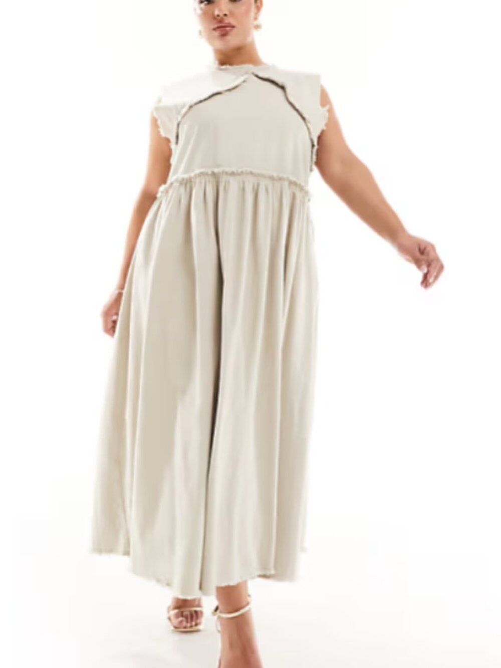 ASOS Curve / COLLUSION Plus Twill Raw Hem Maxi Smock Dress - 26W - Picture 4 of 6